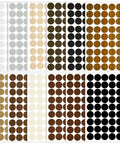 Wood Grain Adhesive Screw Hole Cover Sticker Set, 648 Pieces, 12 Colors, Waterproof PVC Caps displayed on white background