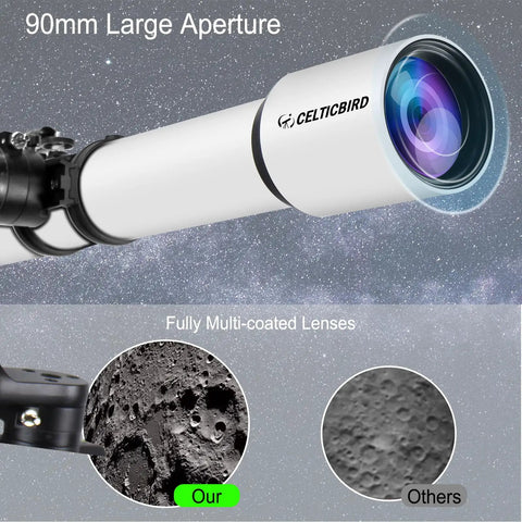 Dope 90mm Refractor Telescope For Adults With 1000mm Focal Length demonstrating large aperture and lens clarity