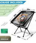 Foldable Chipping Net With Mat For Indoor And Outdoor Golf Practice, 3 Target Baskets, aluminum frame, setup diagram