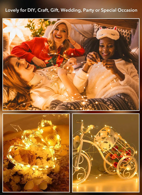 Six Pack Battery Operated Fairy Lights With Seven Foot Copper Wire 20 LED Waterproof String Lights For DIY Crafts Wedding Decor