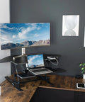 43 Inch Corner Electric Height Adjustable Desk Riser For Dual Monitors, Sit To Stand Tabletop Converter with USB Port