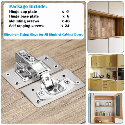 12 Pack Stainless Steel Cabinet Hinge Repair Kit With Door Hinge Repair Plates And Mounting Screws Includes Six Hinge Cup Plates And Six Base Plates For Quick Durable Long Lasting Cabinet Door Fix To Beef Up Your Cabinets on table