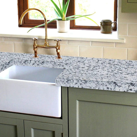Granite Look Countertop Paint Kit White Diamond Finish DIY Refresher For Kitchen And Bathroom High Gloss Acrylic Paint And Primer
