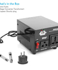 Beefy 500W Step Up Step Down Voltage Converter With USB Charging Port 110V To 120V And 220V To 240V And Back Safe Breaker Compact 7x7x5 Inch Transformer with included fuses and plug adapter