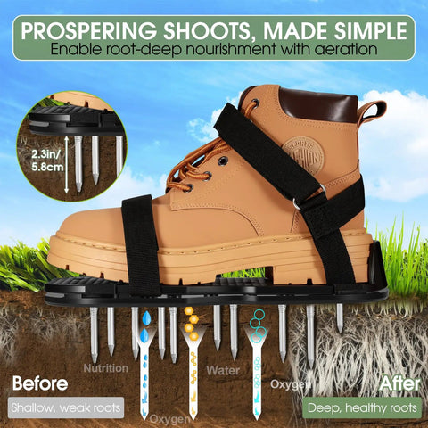 Spring Loaded Double Layer Lawn Aerator Shoes For Yard And Garden Aeration With Springs No Dirt On Shoes Easy Step