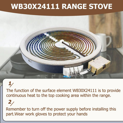Dual 9 Inch Radiant Surface Element Replacement for GE Electric Cooktops and Ranges 2400W Direct Fit Swap In Works With JB645DK8WW JS660EL1ES JB735FP4DS JS630DF3BB Easy Install Durable Cooking Heat