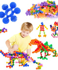 Kid playing with Kid Friendly STEM Building Blocks Set 120 Piece Gear Interlocking Toy Kit With Colorful Star Shaped Pieces