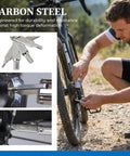 Cyclist using Eight In One Bike Multitool With Hex Keys 2mm 3mm 4mm 5mm 6mm Torx T25 And Phillips Screwdriver on road bike