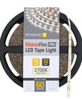 RibbonFlex Pro 12V White LED Strip Lights 60 LEDs Per Meter 2700K Warm White 32.8 Ft Ultra Flexible Tape Light packaging