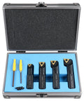 Beefy Pro Grade 4 Piece Stubby Length Indexable Boring Bar Set With Carbide TiN Coated TCMT Inserts And Spare Screws 3/4-Inch Shanks