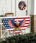 Two Pack 250th Anniversary USA Bunting Flag 4x2 Feet Patriotic Eagle Banner For Fourth Of July And Memorial Day 1776 2026 Design With Red White Blue Colors 250 Years Of Freedom Flag Decoration on porch