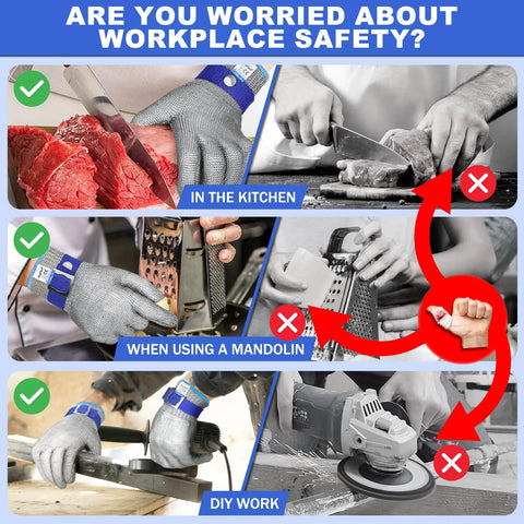 Cut Resistant Kitchen Gloves With Stainless Steel Mesh For Oyster Shucking And Meat And Fish Prep Lightweight Breathable Anti Cut Pro Grade Gear Food Grade Size Large 9 in various workplace settings.
