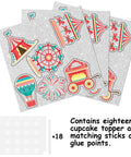 18 Pieces Red Glitter Fireworks Cupcake Toppers for Circus Theme Parties Clown Hot Air Balloon Carnival Tent Decor Supplies Party Ready