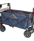 Beast Heavy Duty Folding Utility Wagon With All Terrain Wheels And Telescoping Handle in Denim Blue, side view