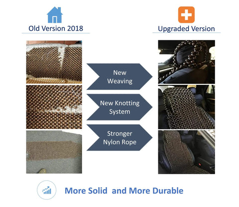 Comparison of old and new Natural Wood Beaded Seat Cover With Massaging Cooling Ventilated Cushion for car and truck.