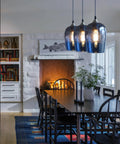 Capri Blue Teardrop Glass Pendant Lights Set For Kitchen Island And Dining Room Dope Handcrafted Bubble Art Hanging Fixtures
