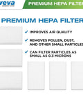 Six Pack HEPA Filter Replacement For Honeywell HPA Series Air Purifiers HPA090 HPA100 HPA200 HPA250 HPA300 shown with benefits