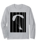Dope Paraglider Inspired Long Sleeve Tee For Paramotor Fans With Silhouette Design Lightweight Comfort Grey Color Durable Classic Fit