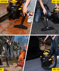Heavy Duty Wet And Dry Shop Vacuum With 4 Gallon Tank And 5.5 Peak HP SVX2 Motor, 3 in 1 Portable Vacuum in use for various tasks