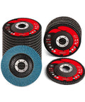 Flap Disc Grinding Wheels Set For Angle Grinder 4.5 Inch Aluminum Oxide Discs 20 Pack Grit 40 80 120 stacked and detailed view