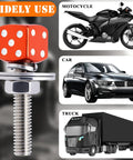 Dope Orange Dice License Plate Screws Kit With Stainless Steel Bolts Durable And Aluminum Decorative Caps Universal Fastener Set For Cars, Trucks, Vans, And Motorcycles Easy Install