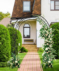 Sturdy Black Steel Garden Arch For Outdoor Weddings And Party Decor, Ceremony Archway, Tall Trellis With Climbing Roses