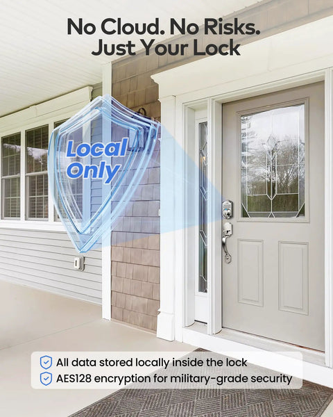 Wifi Fingerprint Smart Door Lock For Front Door Keyless Entry With App Remote Control And Alexa Google Home Compatible Fresh Satin Nickel Design at a modern entryway.
