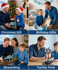 Family building 5 in 1 STEM RC Robot Building Kit With Fighter Jet Airplane Set, ideal for kids' gifts and educational play.