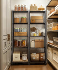 Heavy Duty 5 Tier Wire Shelving Unit 18 By 18 By 59 Inches Sturdy Metal Storage Rack With Thick Steel Tubes NSF Certified Black in a pantry.