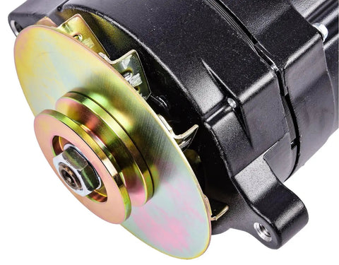 Ford 1Wire Alternator 140 Amp High Output 12 Volt Internal Regulator With Single Groove V Belt Pulley And Fan Baffle close-up detail