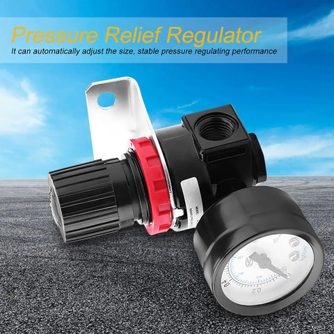 Air Control Regulator Valve With Gauge For Compressed Air Systems, Rock Solid Pressure Regulation, Aluminum Alloy Pneumatic Component