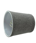 Empire Clip On Chandelier Lamp Shade Set Of 9, grey textured fabric with brass fitter, empire shape, angled side view
