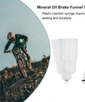 Hydraulic Mountain Bike Brake Bleed Kit With Mineral Oil Funnel Set, showing funnel and syringe, for outdoor MTB rides