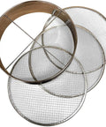 Four Piece Soil Sieve Set With A 12 Inch Stainless Steel Frame And Three Interchangeable Sieves In Mesh Sizes 0.1 Inch 0.2 Inch And 0.25 Inch