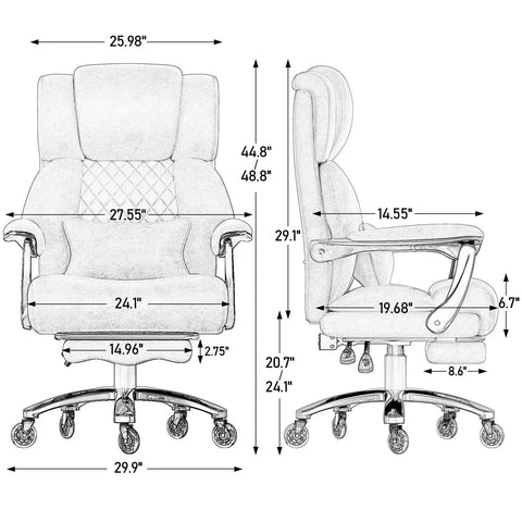 Big And Tall Office Chair With Quiet Wheels Heavy Duty Boss Style Office Chair dimensions and design.