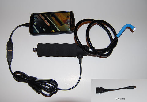 Flexible USB Inspection Camera Borescope With 180 Degree Articulating Probe 8.5mm Diameter showing connection to device