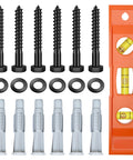 TV Wall Mount Hardware Kit With M8x65mm Lag Bolts 6 Pcs Washers 6 Wall Anchors And 1 Bubble Level For Wood Stud Brick Concrete Drywall Installation Secure Fastening And Easy Setup For Quick Start