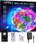 Smart WiFi LED Strip Lights For Bedroom 100ft RGB Color Changing Rope Lights With Music Sync App Control And 44 Keys Remote 2 X 50ft