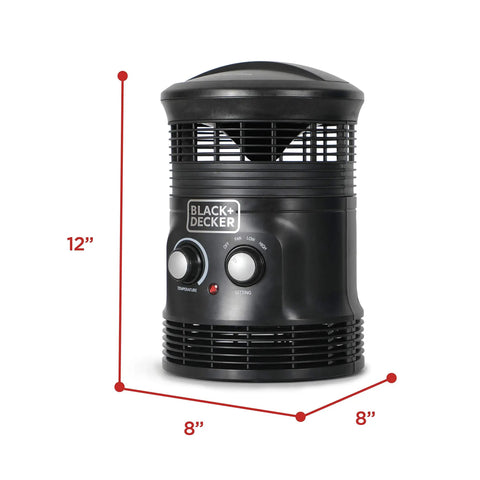 Black desk heater and fan, 360 Degree Surround Desk Heater And Fan For Office And Home Use Two Heat And Fan Modes Adjustable Thermostat