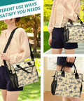 Vintage Cowboy Desert Cacti Insulated Lunch Bag With Adjustable Shoulder Strap Reusable Cooler Tote displayed outdoors.