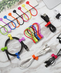 Magnetic Cable Ties 24 Pack 7 Inch Reusable Silicone Twist Ties With Strong Magnets Cute Cloud Design Assorted Colors used for bundling cables.