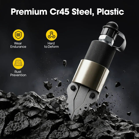 Alloy Steel Spreading Wedge With Manual Pump Driven Separator Heat Treated Jaws 30mm Opening Capacity close-up on rocks