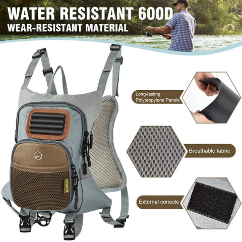Fly Fishing Chest Pack Waterproof Tackle Backpack With Multiple Compartments Lightweight Ergonomic Pouch Converts