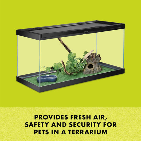 Fresh Air Screen Cover for reptile terrariums with sturdy metal mesh guard on 16x8 heavy duty frame, ensuring airflow and pet safety.
