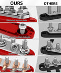 Comparison image showcasing Badass 400A Power Distribution Bus Bar With Six M8 Studs, highlighting features and strength.