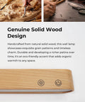 Dope Rechargeable Wood Wall Sconce With Remote And Touch Dimmer close-up showing solid wood design and touch buttons.