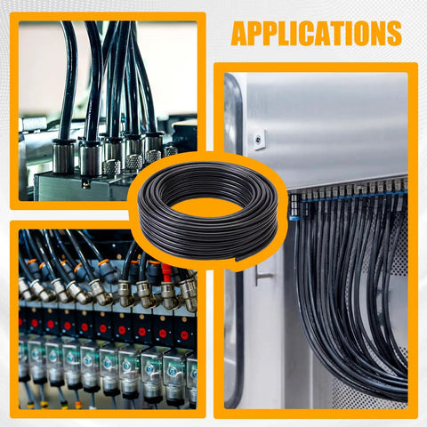 PA12 Nylon Three Eighths Inch Outer Diameter Air Line Brake Hose 65.5 Feet Long, black tubing applications in industrial setup