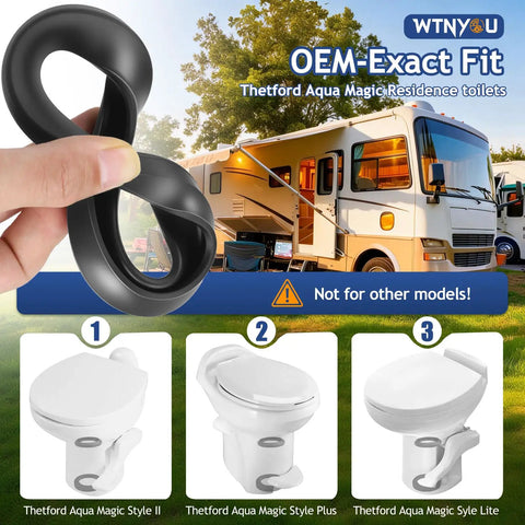 Hand holding Waste Ball Seal Kit for Thetford Aqua Magic Style II Style Plus Style Lite RV Toilet Seal Replacement