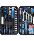 180 Piece Socket Wrench Tool Set For Auto Repair And DIY Home Projects In Blue Plastic Toolbox Case With Chrome Finish Tools