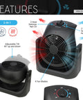 2 In 1 Space Heater And Fan For Home And Office Portable 1500W Energy Efficient Adjustable Tilt Two Heat Settings And Two Fan Speeds For Year Round Cozy Comfort